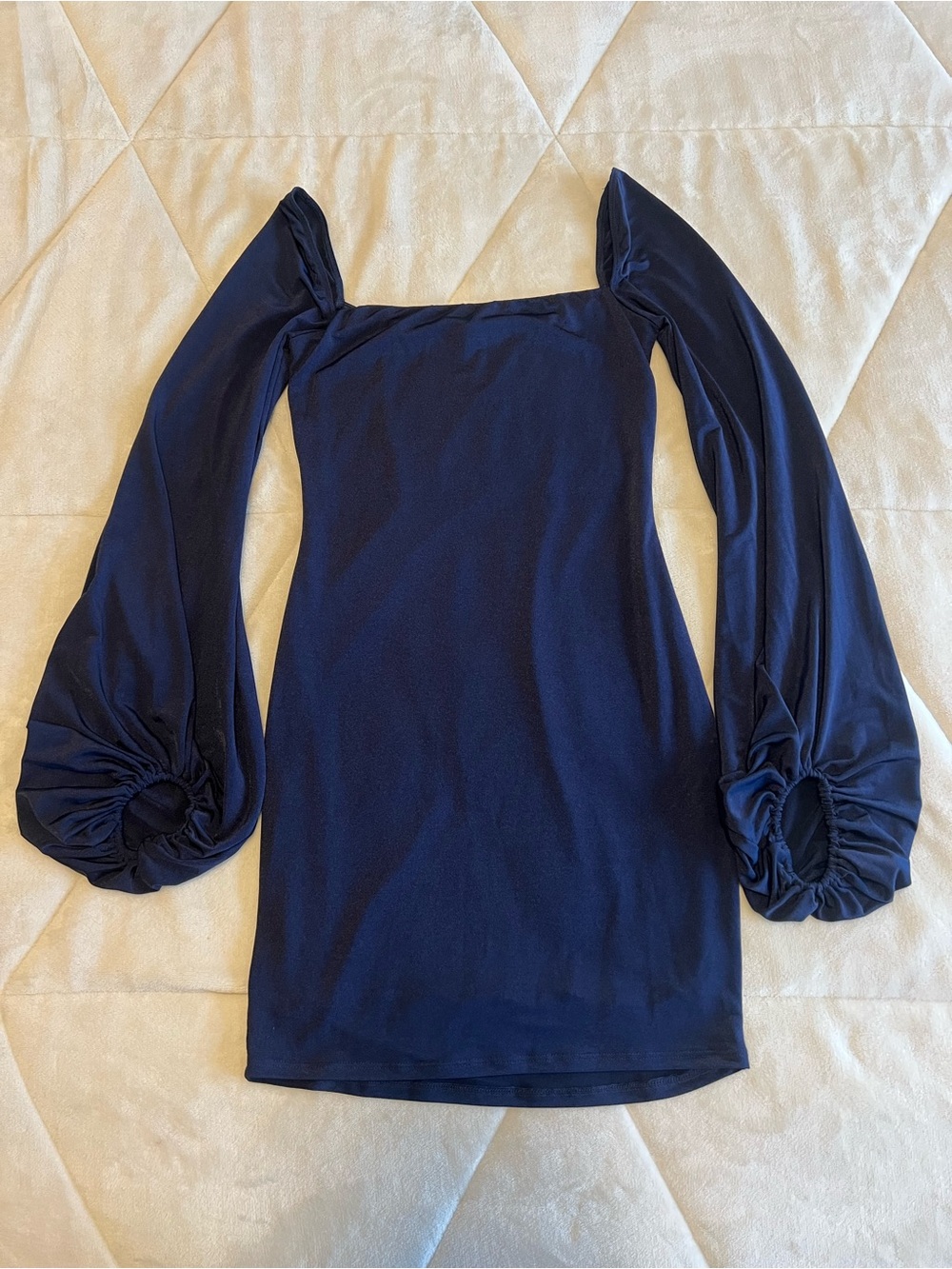 Lucy in the Sky Navy Blue Mini Dress with Puff Sleeves